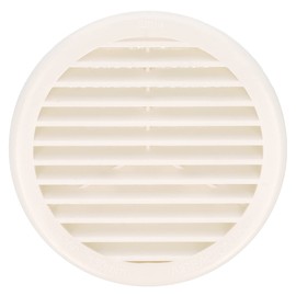 Amig - Round plastic ventilation grille with mosquito net, ventilation grille for air outlets, ideal for kitchen and bathroom ceilings, dimensions: diameter 136 x 30 mm, colour: white