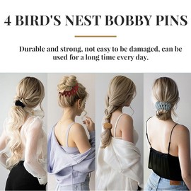 KOLZEMV Pack of 4 hair clips for women, hair clips, hair accessories, vintage bird nest hair clips, large hair clips, hair grippers, hair accessory, hair accessories for girls, women, plain