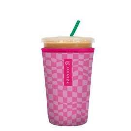 Sok It JavaSok Iced Coffee & Cold Soda Insulated Neoprene Cup Sleeve (Pink Grand Prix, Medium: 22-28oz)