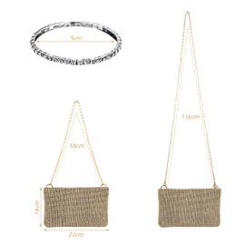 HDGSAFD 1 Women's Clutch with Chain, 1 Bracelet, Wedding Women's Handbag, Women's Shoulder Bag with Chain, Shiny Women's Handbag, or