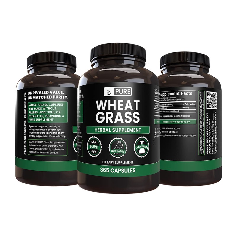 Pure Original Ingredients Wheat Grass (365 Capsules) No Magnesium Or
