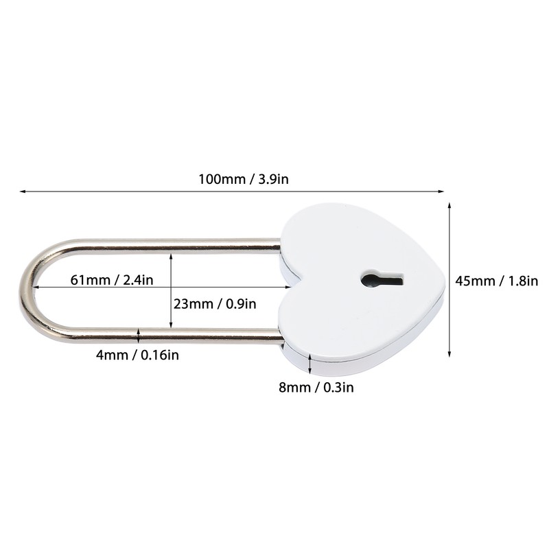 3pcs Heart Shaped Padlock with 3 Keys Rustproof Zinc Alloy