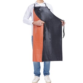 Molaxhome Waterproof Vinyl Apron Chef Apron Lightweight for Men for Kitchen DishWashing Cleaning Butcher Gardening Chemical Lab blackred-110x80