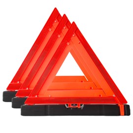 LunaSync Warning Triangles with Carry Case, 3 Pack Safety Triangles, High Visibility Reflective Emergency Warning Roadside Triangle Kit