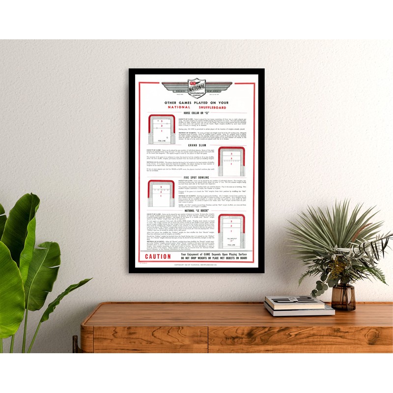 Zieglerworld Framed Art - National Shuffleboard Table Rules Poster -