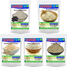 EXPORT STORE Shatavar Safed Musli Gokhru Ashwagandha Kaunch Powder 250 grm combo. 50 Each.