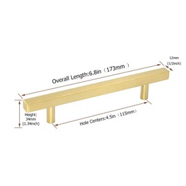 goldenwarm Gold Drawer Pulls Brushed Brass Drawer Handles - LS1212GD115 Kitchen Handles for Cabinets Cupboard Pull 4-1/2 in Hole Centers Dresser Hardware,15 Pack