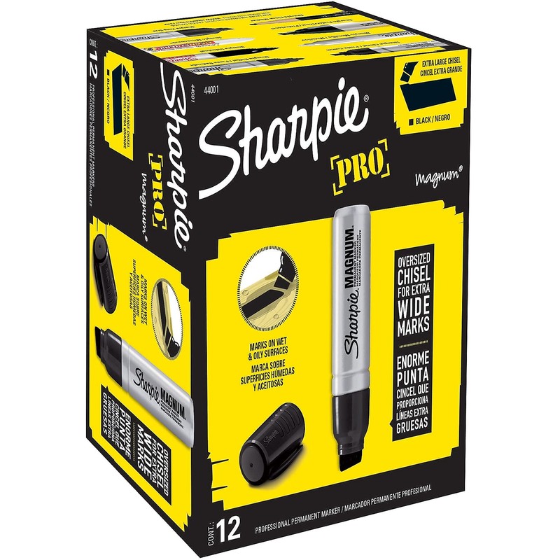 Sharpie 44001BX Magnum Permanent Marker, Black, 12/Box