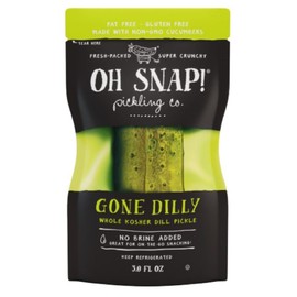 OH SNAP! Gone Dilly Whole Pickle (12 Pack) - Whole Kosher Dill Pickle Snack - Fresh Packed Ready To Eat - Gluten-Free, Fat-Free, Non-GMO Veggies - Delicious & Healthy Snack