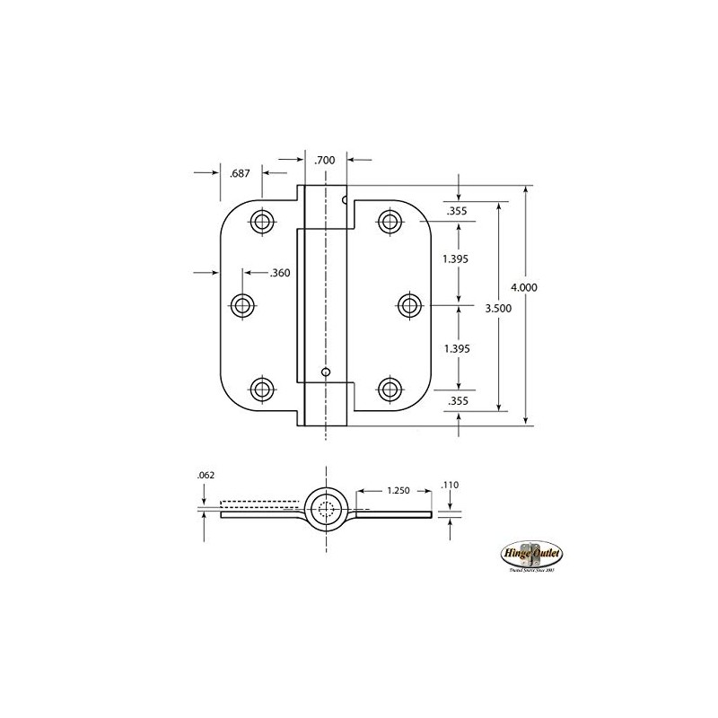 Penrod Spring Hinges for Doors, 3.5 Inch with 5/8 Inch