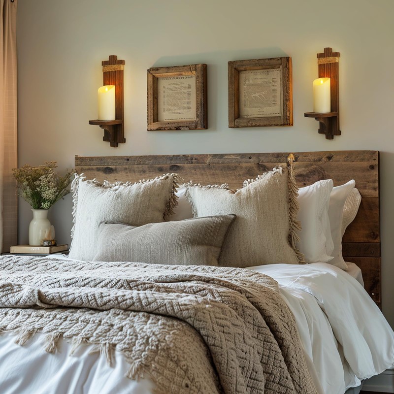 Homemory Wall Sconces Candle Holder Set of 2, Farmhouse Wooden