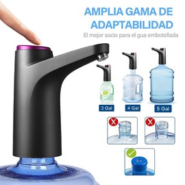Autbye Bomba Dispensadora De Agua Eléctrica Y Recargable,dispensador De Agua Portátil,con Carga Eléctrica USB E Interruptor De Apagado Automático(Negro)