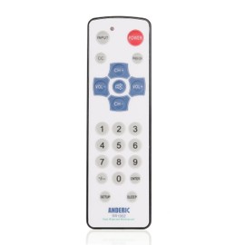 Anderic EzWipe 1-Device Universal Cleanable TV Remote - Simple with Easy Wipe Surface TV Universal Remote Control - Hospitality - RR1002