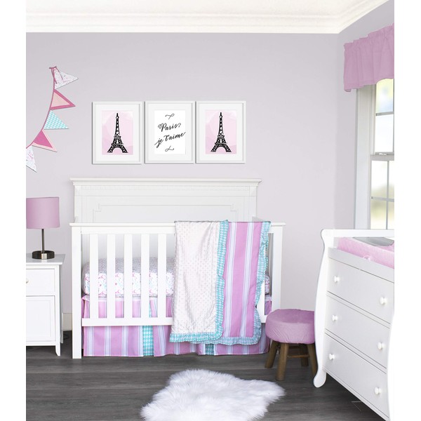 Pam Grace Creations Simply Four Piece Crib Bedding Set, Pink (SA-POSH)