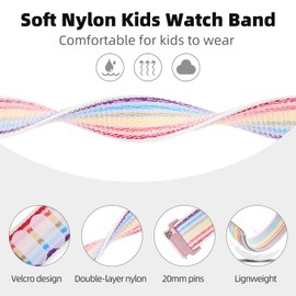 OWKEY 2 Pack Replacement Nylon Bands Compatible With Gizmo Watch 3 2 1/Gabb Watch 3e 3 2 1/SyncUP Kids Watch, Hook & Loop Design Easy for Kids to Put On & Off, Breathable & Washable
