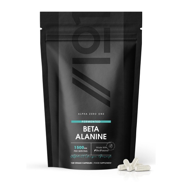 Beta-Alanine 1500mg – Essential Amino Acid Support – Naturally Fermented Beta Alanine - Made with BioPerine® – 120 Vegan Capsules