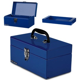 P.I.T. 12 Inch Tool Box,Portable Small Steel ToolBox with Metal Latch Closure for Household, Warehouse,Tools Storage,Blue