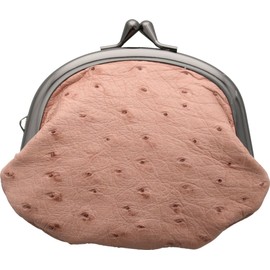 [Sankyo Shokai] Ostrich Gamaguchi Coin Purse, Mini Wallet, multicolor (pink / beige)