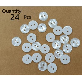Dorytop Blouse White Pearl Buttons 1/2 inch (12.7mm) - Pack of 24 Small Shirt Buttons, 2 Sewing Holes Cute White Opal Classic Fasteners for Sewing Notions & Supplies