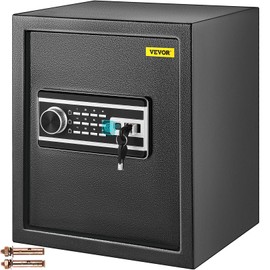 VEVOR Safe - 0.8 CU.FT Fingerprint Safe Box, Q235 Steel, 2 Keys & Digital Keypad for Money, Jewelry, Pistols, Documents, Watches - Home, Office & Hotel