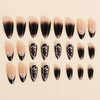 LWTZLW Black French Tip Press on Nails Medium Almond False