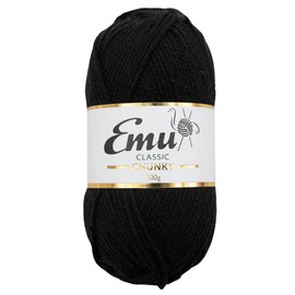 Emu Classic Chunky Acrylic Yarn 100g Ball 164m, Black - 123