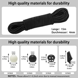 Elastic Cord, 9m Bungee Straps with 30 Black Bungee Balls Elasticated Shock Cord for Stabilising Indoor and Outdoor Free to Cut the Length as Needed