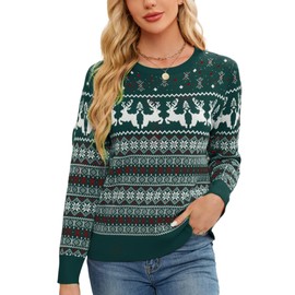 Women's Christmas Sweater,Crew Neck Long Sleeve Soft Warm Winter Snowflake Reindeer Xmas Pullover Tops