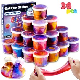 JOYIN - Paquete de 36 Recuerdos de Fiesta de Limo Galaxy Slime Cup – elásticos, antiadherentes, sin desorden, Alivio del estrés y Seguros para niñas y