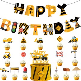 Levigo Birthday Decorations Birthday Party Decorations Set, Birthday Decor With Happy Birthday Banner For Man Women Birthday Party Decorations (Construction Vehicle theme)