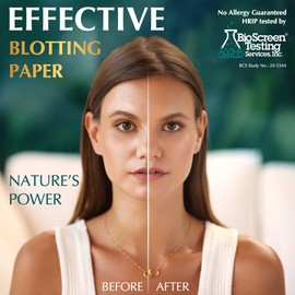 Natural Green Tea Oil Blotting Sheets for Face - 25% Larger - 3pk/300 Makeup Friendly Blotting Papers for Face - Easy Dispensing Oil Absorbing Sheets