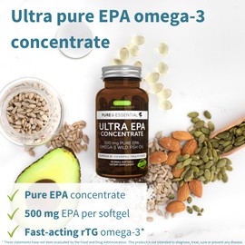 Igennus Ultra Pure Omega-3 EPA 500mg, Highly Concentrated IFOS Certified Wild Fish Oil, Advanced rTG Triglyceride Form, Non-GMO, 90 Small Softgels