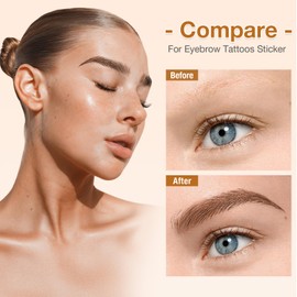 20 Sheets 240 Pairs Eyebrow Tattoo Sticker Waterproof 4D Hair-Like Natural Fake Tattoo Eyebrows Transfers Stickers Peel Off Brows Grooming Shaping Sticker in Natural Vegas Style,Black
