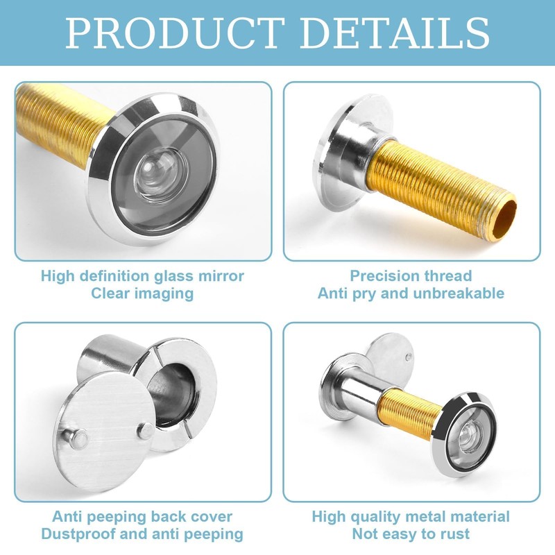 Door Viewer with Privacy Cover 14mm Doors Peephole 220° Wide