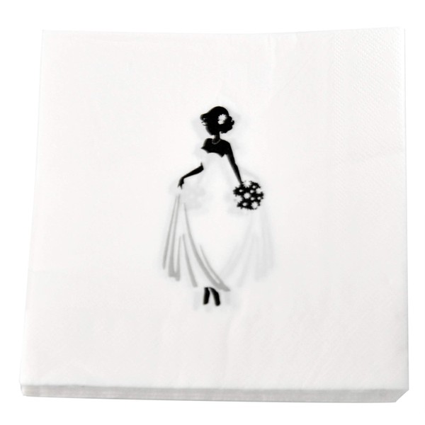HOME-X Beautiful Bride Paper Napkins, Square Disposable Party Napkins, 48 Count – 6.5" x 6.5"