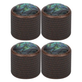 4 Pcs Electric Bass Knob Dome Metal High End Shell Inlaid Tone Volume Control Guitar Parts(Color Shell Bronze)