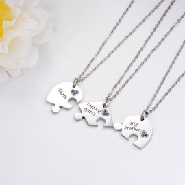 Yonhon Mother Son Necklace for 3,Mom Big Brother Little Brother Matching Necklace Set for 3