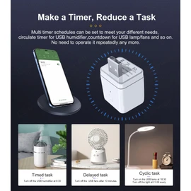 UanTii Smart Adapter Tuya WiFi USB Adapter Timing Schedule Adapter Smart Plug Woks with Smart Life App,Woks with Alexa Works with Google Home (3gang)