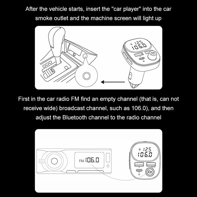 tieedhfu High Definition Lossless Sound Car Bluetooth MP3 Player Power-Off