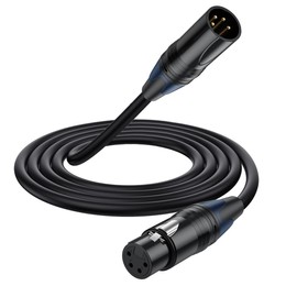 HTGuoji XLR-Stecker auf Buchse, 4-poliges XLR-Verlängerungsnetzteilkabel für Mikrofon, DMX-Bühnenlichter, Lautsprecher, Mikrofon, Mischpult, Equalizer, Leistungsverstärker, Kamera (3 Meter)