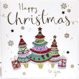 Talking Pictures - (Pack of 4) Luxurious Christmas Cards - Christmas Trees