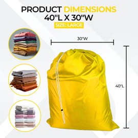 Laundry Bag with Locking Closure Drawstring – Extra Large Heavy Duty 100% Nylon, Large & Foldable Clothes Sack – Lightweight Dirty Laundry Organizer for Travel, Dorm, Gym – L 40" x H 50" (YELLOW)