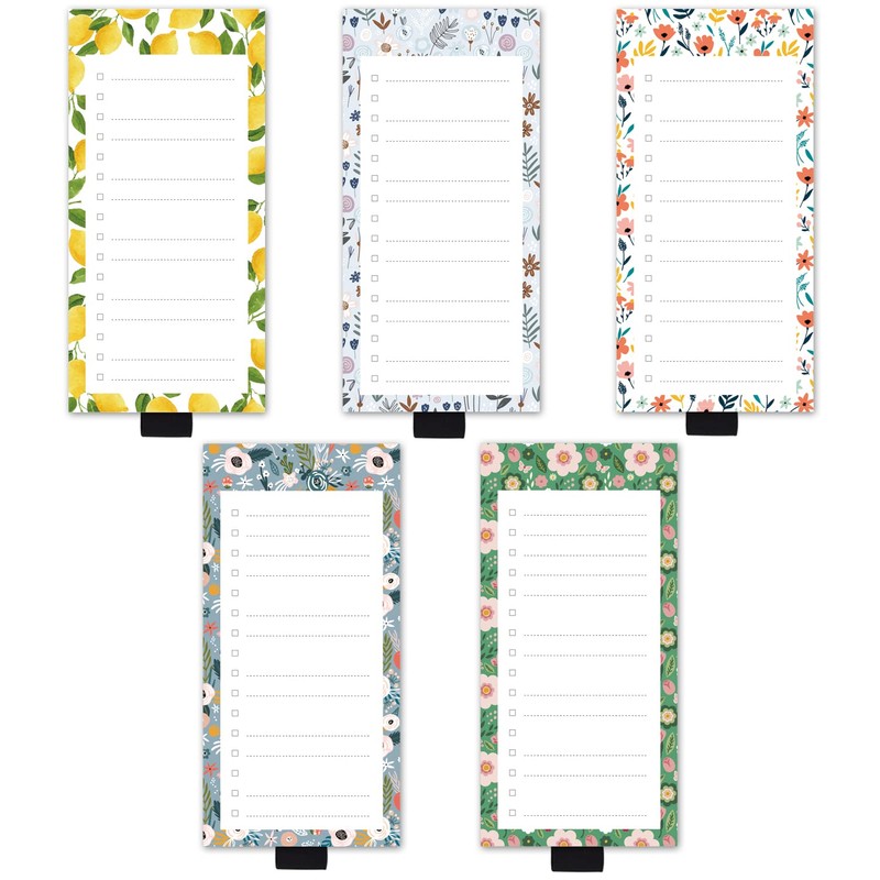 5 Pack Magnetic Lemons Bloom Daisy Scandi Notepads for Fridge