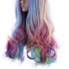 Lurrose Wig Long Wavy Rainbow Colours Curly Wig for Festivals