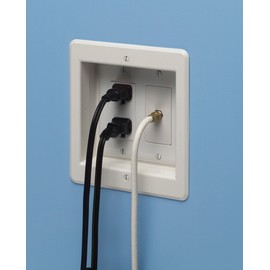Arlington DVFR2W-1 Recessed Electrical Outlet Mounting Box with Paintable Wall Plate, 2-Gang, White