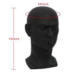 VEELTRAS Male Mannequin Head PVC Professional Head Model Display for Wigs Hat Mask Scarf Sunglasses with Mount Hole (Matte black)