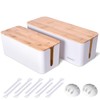 2 Pack Large Cable Management Box – Wooden Style Cord