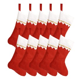 Zuzer Santa Stocking Pack of 10 Large Red Christmas Stocking Fireplace Christmas Stockings Candy Gift Bags Bag Candy Bag for Christmas Decoration