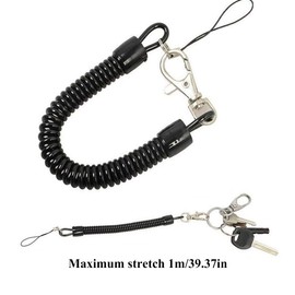SIOPPKIK Pack of 2 160 mm Spiral Key Fobs Made of Plastic Spring and Metal Rings, Security Key Ring, Can Be Used Against Theft of Keys, Wallets and Mobile Phones, d'Alene to