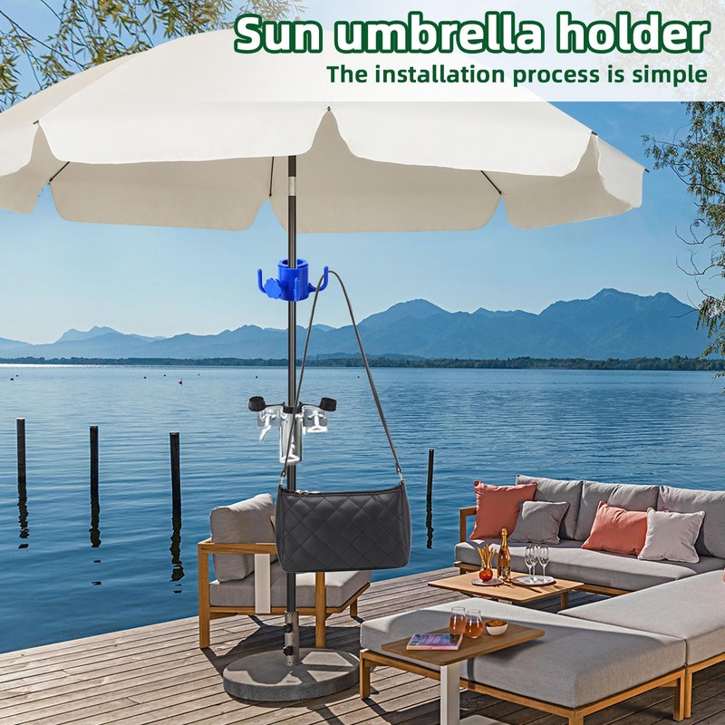 Ajuanbazha Adjustable Parasol Holder for Balcony Railing, Space-Saving Bracket for